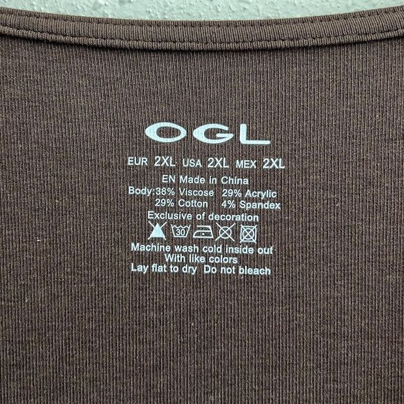 NWT OGL Light Cotton Rib Faux Wrap Light Cotton Midi Dress - Hazelnut Coco - Picture 4 of 10